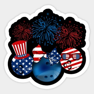 Bowling American Flag Fireworks Sticker